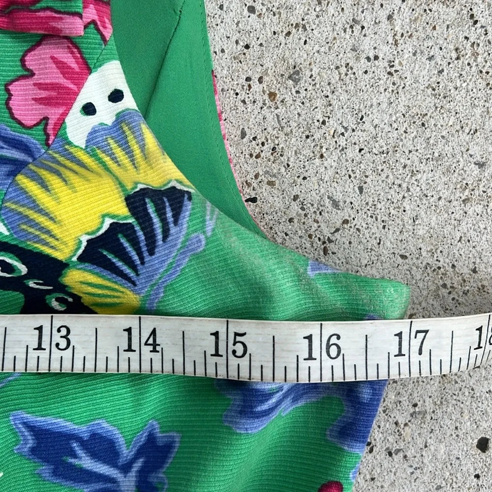 RSVP by Talbots Green Floral One-Shoulder Fit And Flare Dress Size 4 - Picture 9 of 14